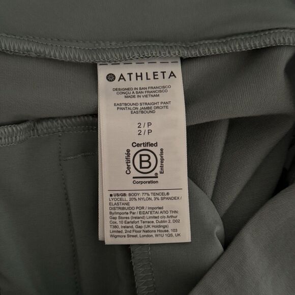 Athleta Pants Women 2‎ Petite Gray Sage Green Eastbound Straight Pant Athleisure - Picture 8 of 10